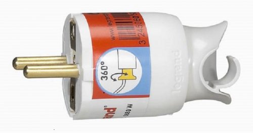 Вилка электрическая с заземлением прямая поворотная Legrand Helium 16А белый картинка 